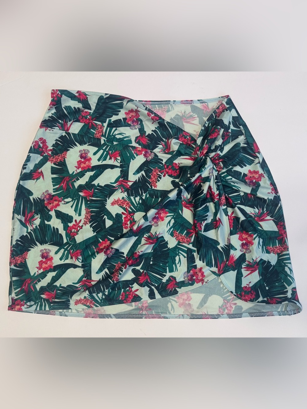 Victoria's Secret Tropical Floral Mini Swim Skirt in Teal, Dark Green & Pink